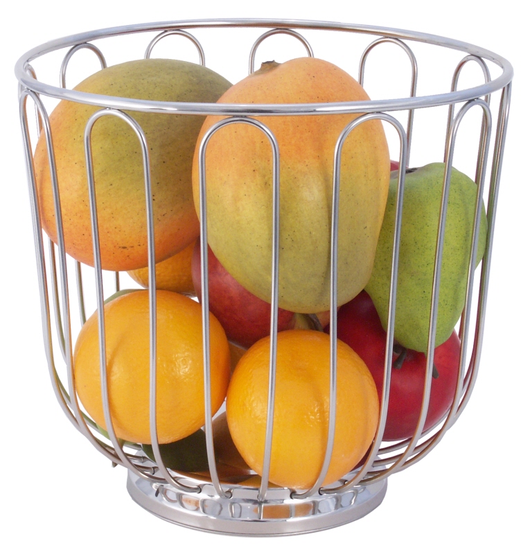 Früchtekorb, rund, weitmaschig, Edelstahl, D: 21,5 cm, H: 20 cm