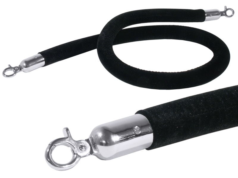 Absperrseil, samtummantelt, schwarz, D: 3 cm, L: 150 cm