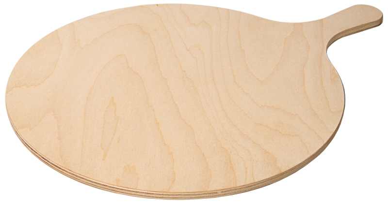 Flammkuchenbrett, rund, mit Griff, Birkenholz, D: 32 cm, L: 43 cm