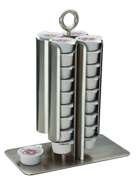 Milchportionsspender 18 x 10 cm, H: 24 cm, 18/8 Edelstahl, matt poliert, möbelschonende Unterseite