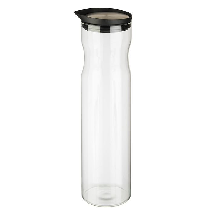 Glaskaraffe, D: 8 cm, H: 32 cm, 1,2 Liter, Glas, 18/8 Edelstahl, Silikon, Deckel