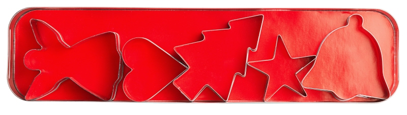 Ausstechformen Weihnachten, 5 Stück, Weißblech, L: 50 - 80 mm, H: 25 mm