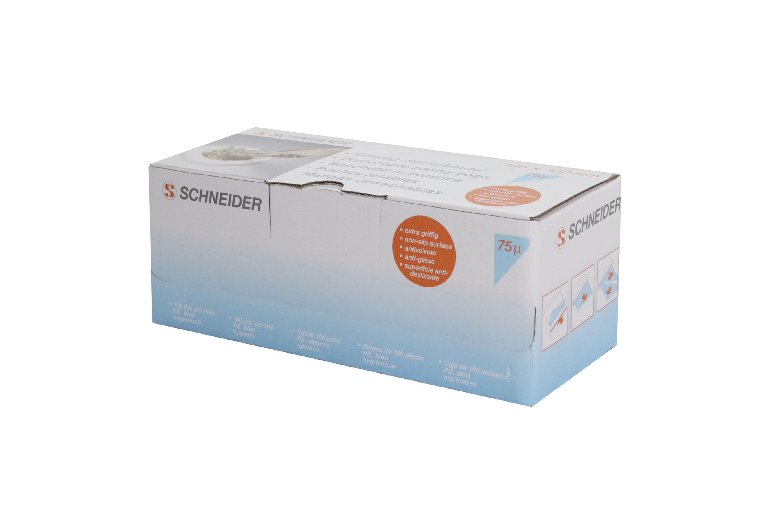 Einweg- Spritzbeutel, gerollt, 350 x 195 mm, 75 my, 100 Stück/ Box, Farbe: blau