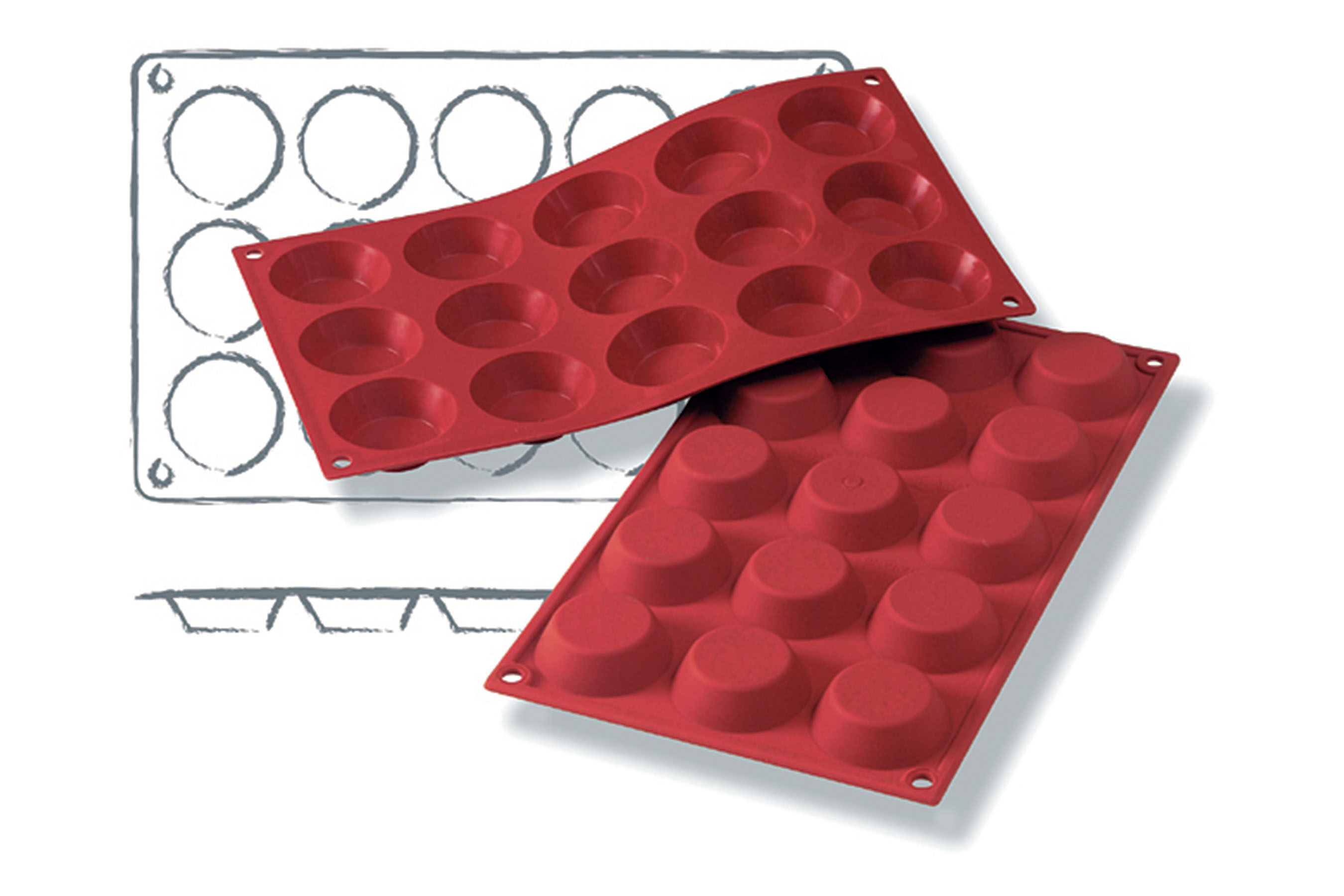 Silikon - Backform, Tortelett, D: 50 mm, H: 15 mm