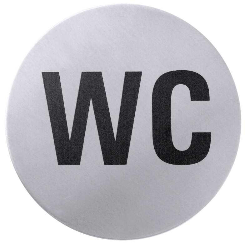 Toiletten-Türsymbol WC, Edelstahl, selbstklebend, D: 7,5 cm