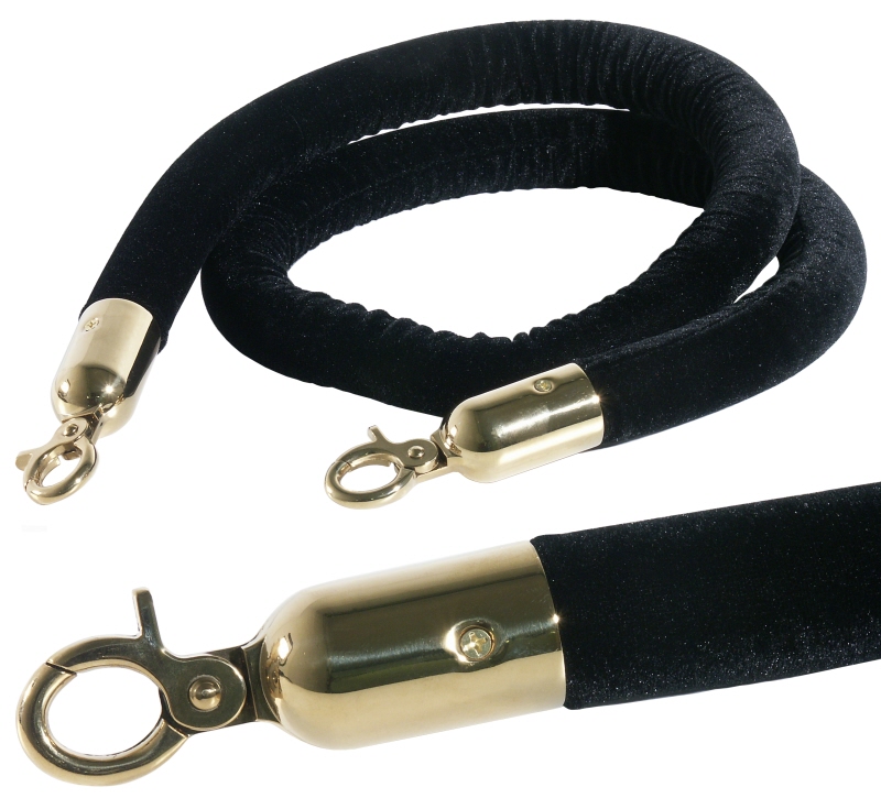 Abgrenzungsseil, samtummantelt, schwarz, D: 3 cm, L: 150 cm