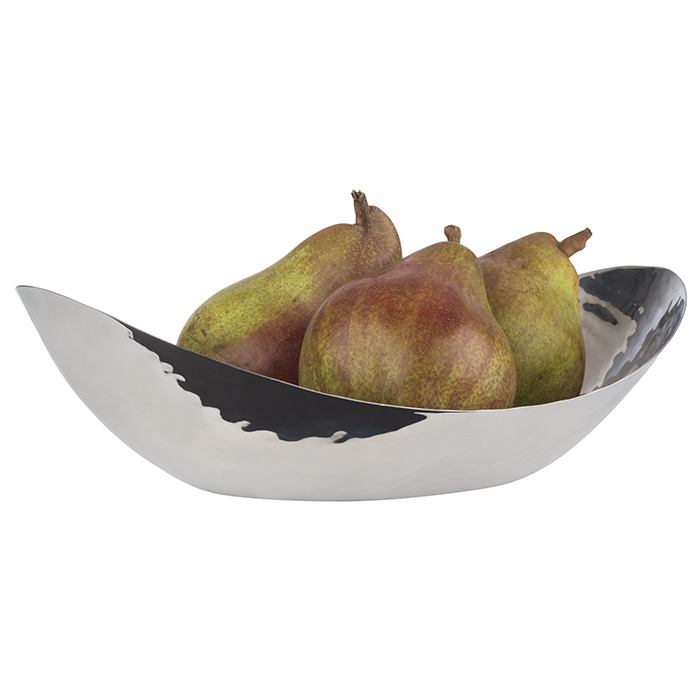 Schale, 24 x 16,5 cm, H: 7 cm, Edelstahl, 0,45 Liter, gehämmerte Oberfäche