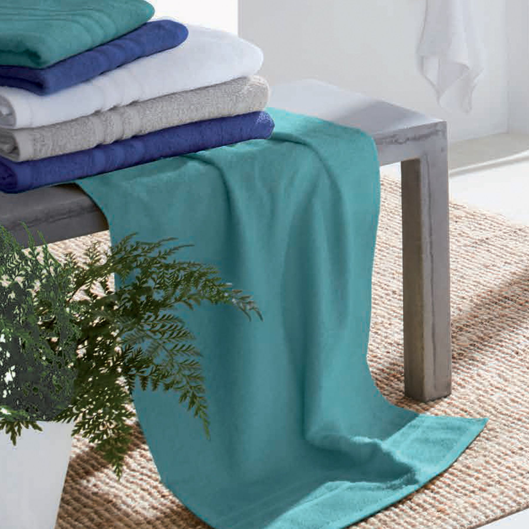 Sylt - Walkfrottier m. Uni-Streifenbordüre, 440 g/ m²