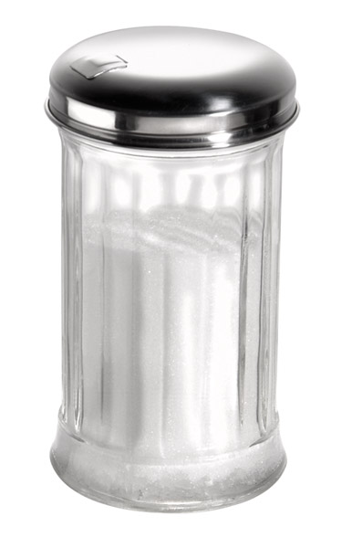 Zuckerdosierer D: 7,5 cm, H: 13,5 cm, 0,32 ltr., Behälter aus Glas mit Dosierklappe