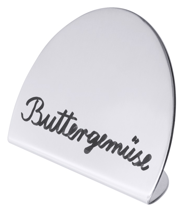Buffet-Schild, halbrund, Edelstahl, D: 10 cm, H: 6,5 cm