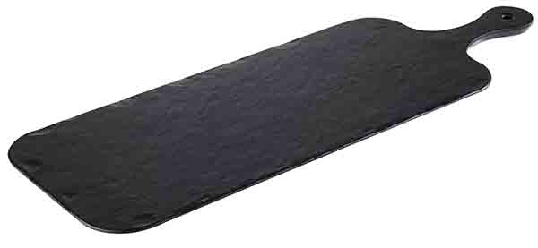 Tablett SLATE ROCK 48 x 20 cm, H: 1,5 cm, Melamin, schwarz, Schieferlook-Griff: 13 cm