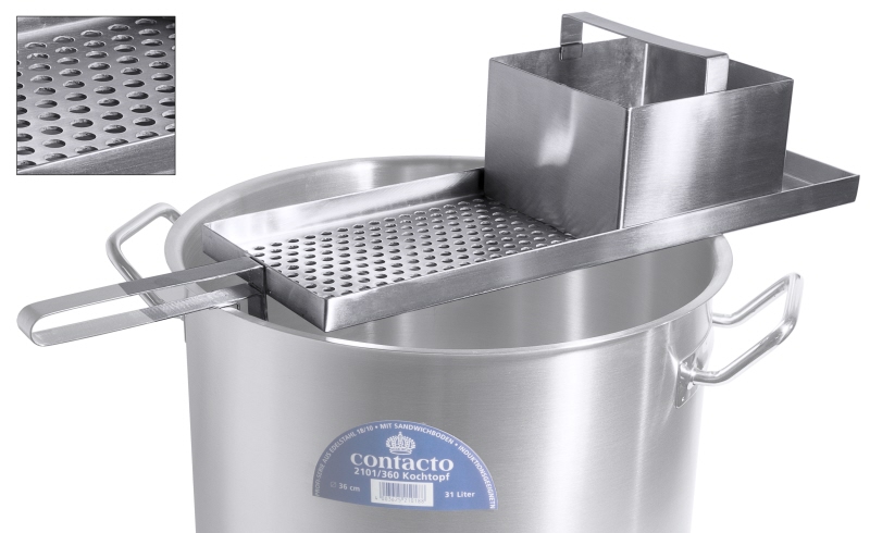 Spätzlepresse für kurze Knöpfle, groß, Edelstahl, I: 2 ltr., 45,5 x 15,5 cm