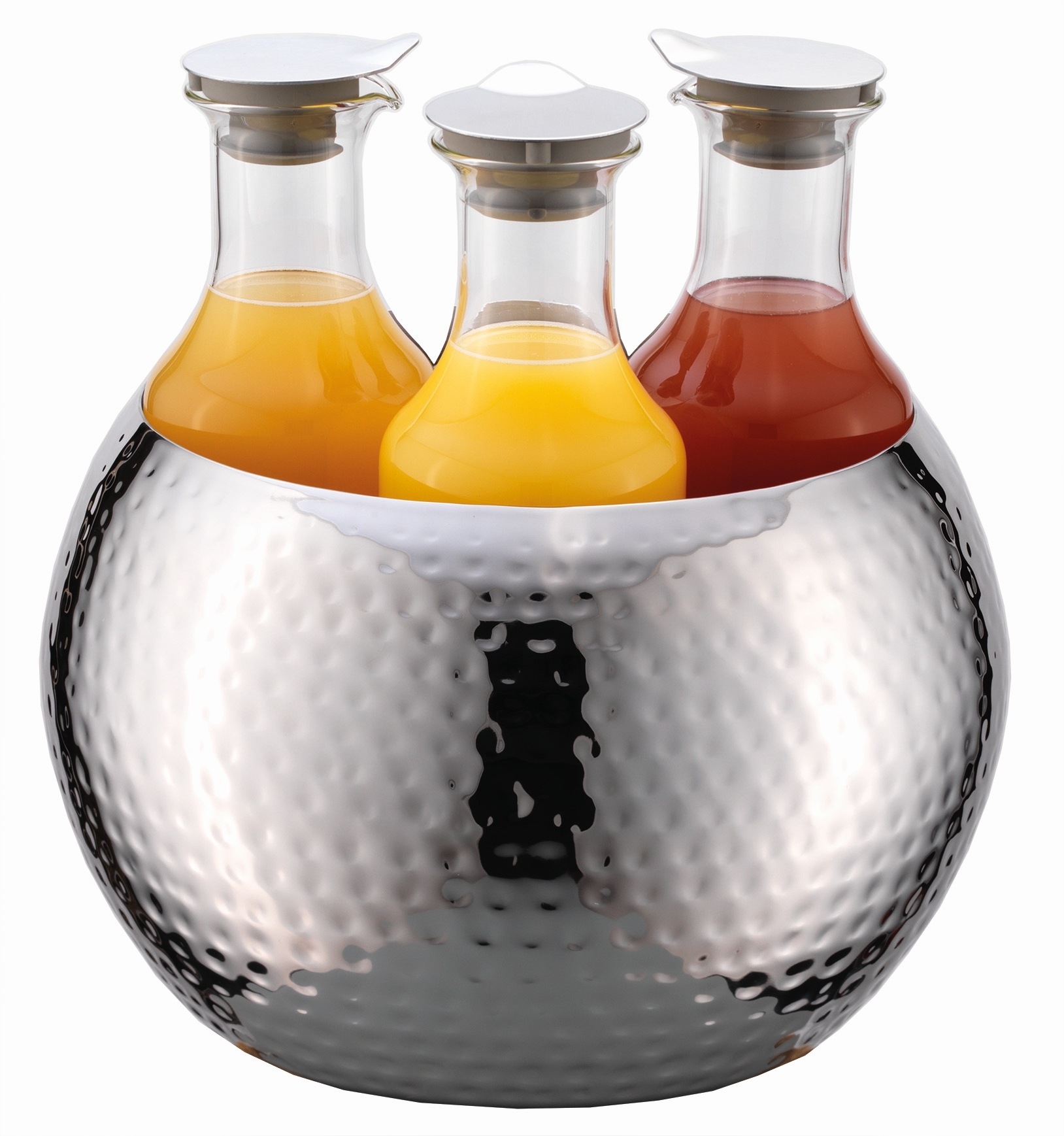 CARAFINE Getränke-Set Triplet Hammered 3 x 1,2 ltr., Glaskaraffen, L: 320 mm, B: 320 mm, H: 330 mm