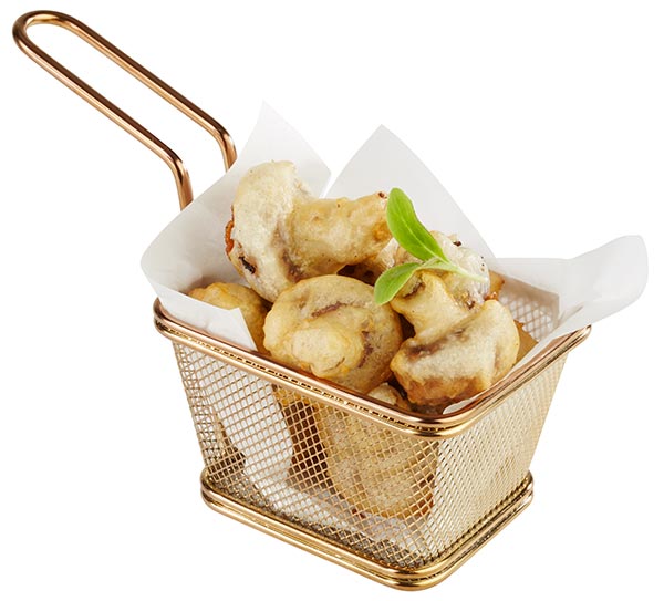 Servier-Frittierkorb SNACKHOLDER 10 x 8,5 cm, H: 6,5 cm, Griff 9 cm, Edelstahl, Gold-Look