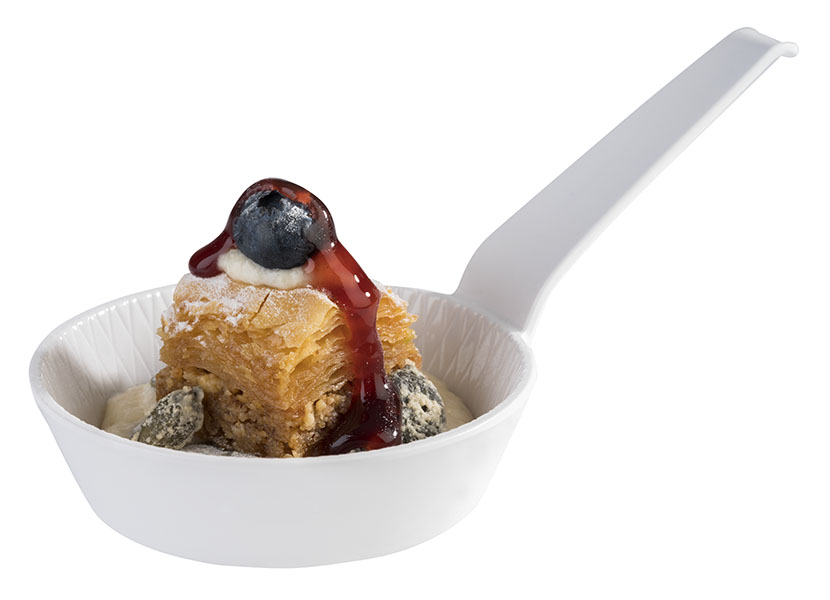 Schale MINI D: 8,5 cm, H: 2,5 cm, Melamin, mit Griff, weiss, 0,07 ltr.