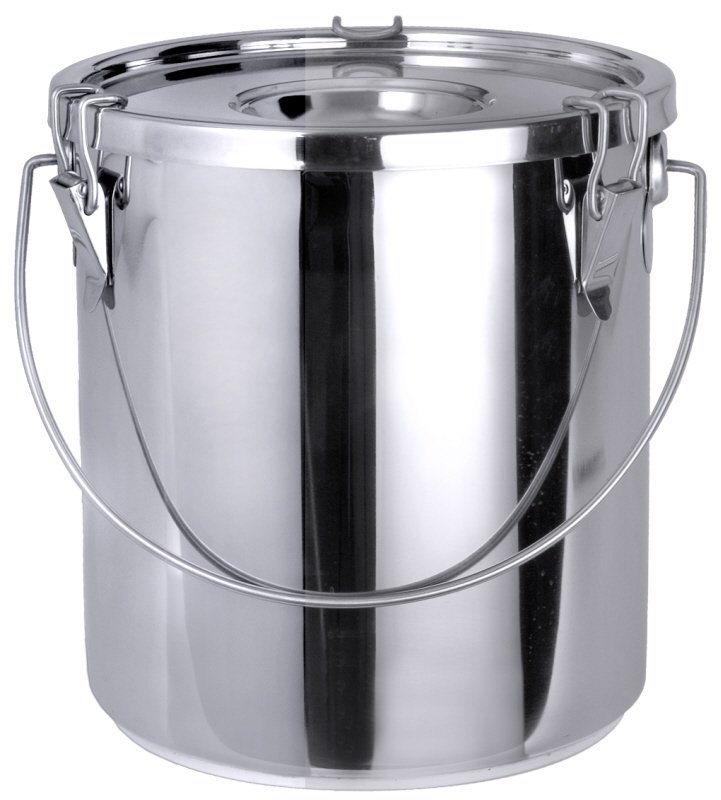 Transporteimer mit Deckel, I: 10,5 ltr., D: 24 cm, H: 25 cm, Edelstahl