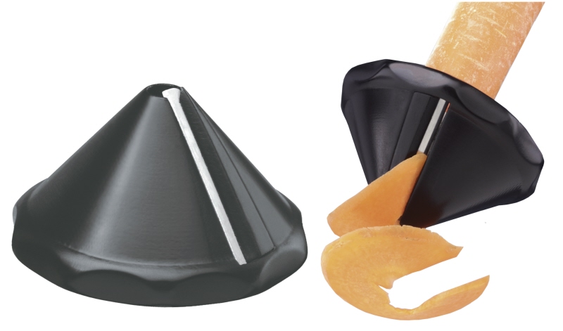 Spiralschneider, schwarzer ABS-Kunststoff, D: 8,5 cm, H: 5 cm, Klingenlänge: 5,5 cm