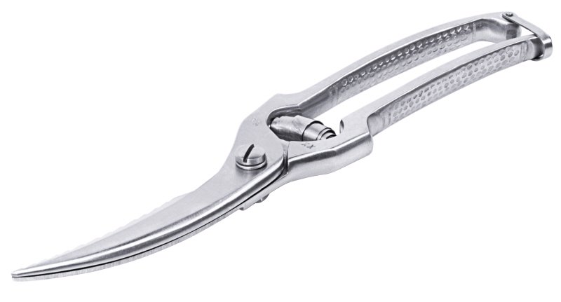 Geflügelschere, gebogene Form, Edelstahl, L: 25 cm, Klingenlänge: 8 cm
