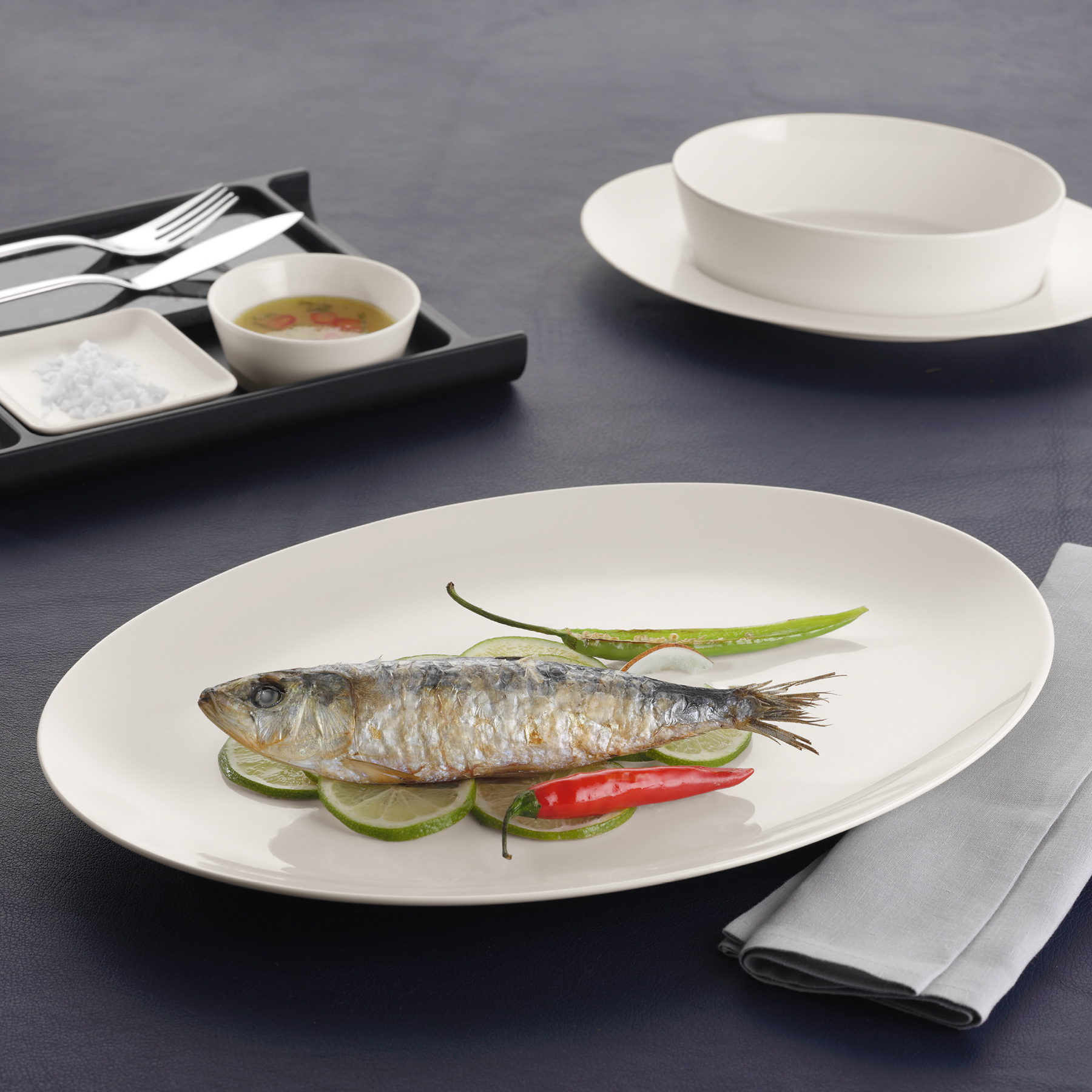 Bauscher, Purity - Platte oval Coup, bonewhite, uni, 33 x 24 cm