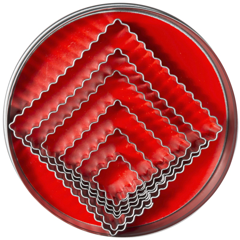 Ausstechformen, quadratisch, gewellte Form, Weißblech, L: 23 - 85 mm, H: 30 mm