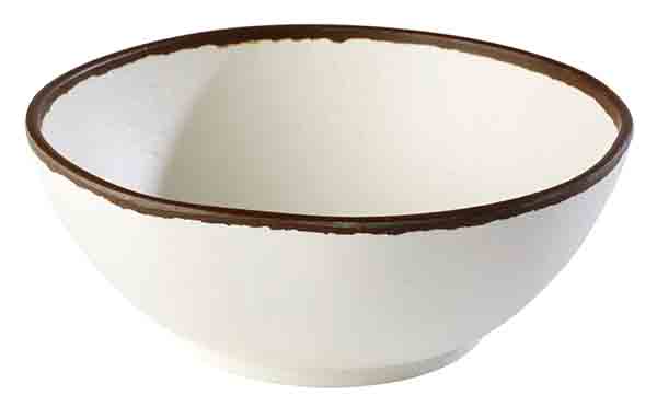 Schale CROCKER D: 21 cm, H: 8 cm, 1,45 ltr., Melamin, creme, Tonoptik, brauner Rand