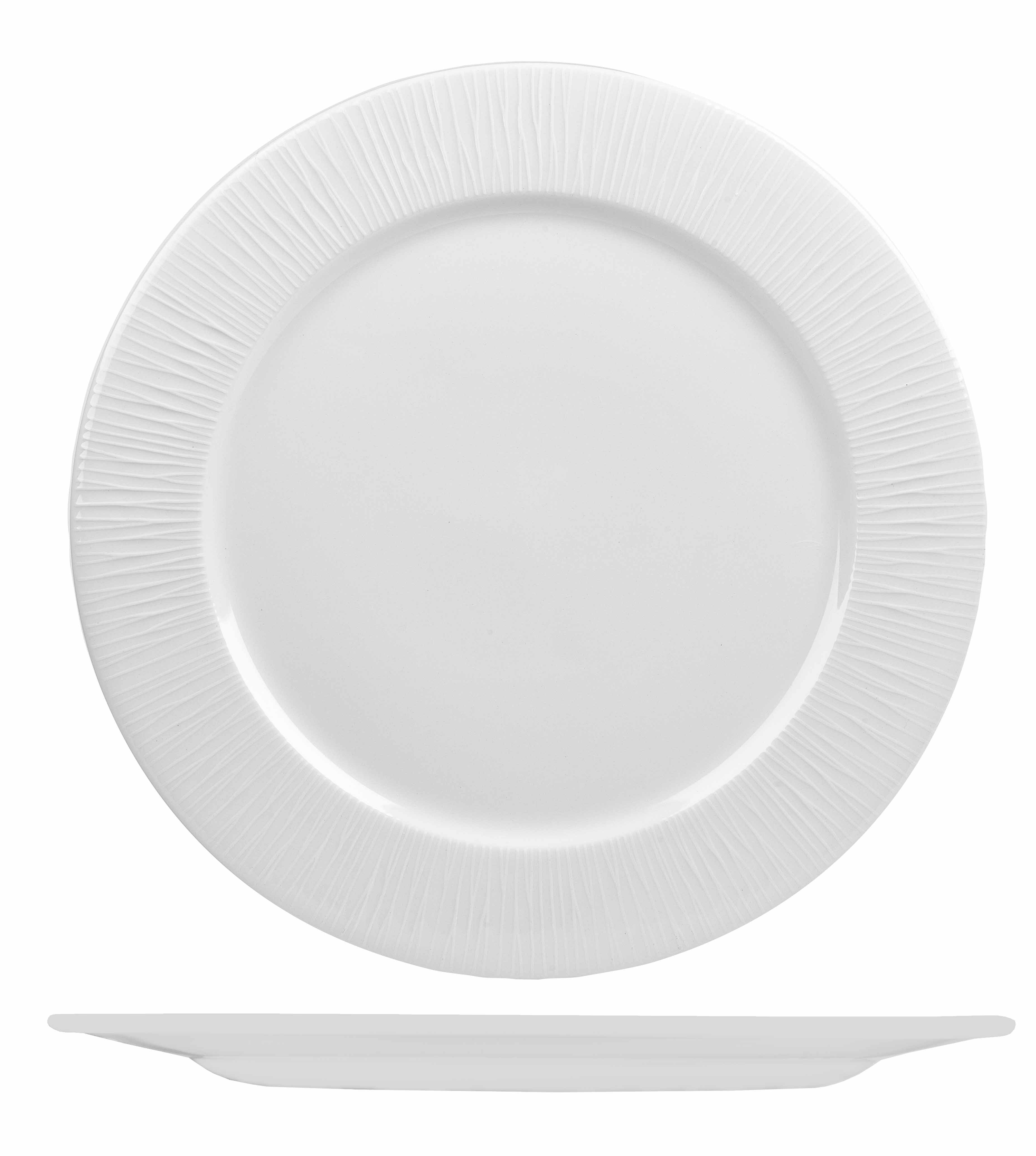 Churchill, Bamboo - Teller flach Fahne, uni/ weiss, 23,4 cm