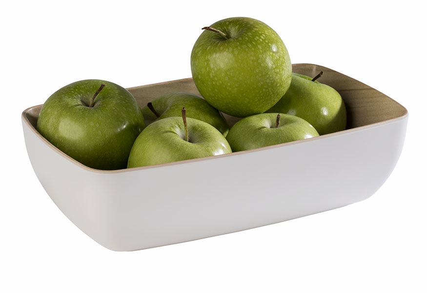 GN 1/4 Schale FRIDA 26,5 x 16,2 cm, H: 7,5 cm, 1,8 ltr., Melamin, außen: weiss, innen: Holzoptik