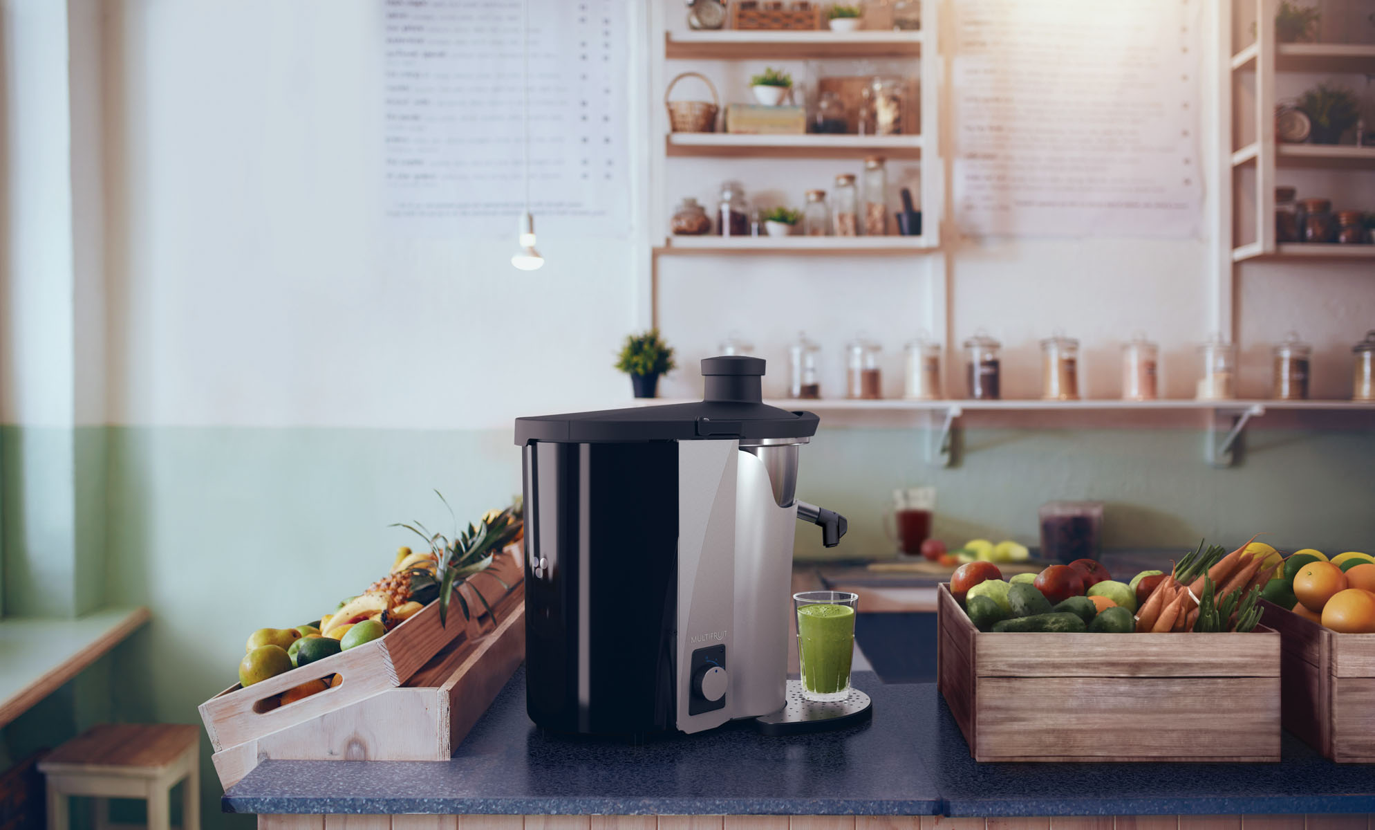 ZUMEX - MULTIFRUIT, Entsafter für Obst u. Gemüse max. D: 7,4 cm, 290 x 500 x 510 mm, Farbe: Black