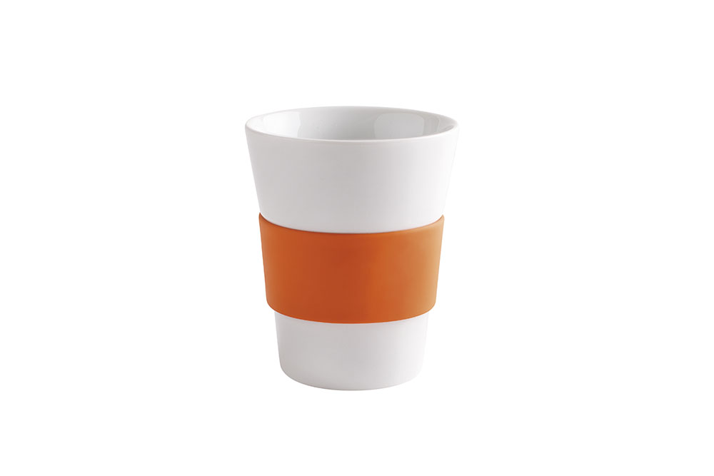 Kahla, Cupit - Becher mit Trinkdeckel 0,35 ltr., Banderole glatt: sunset orange