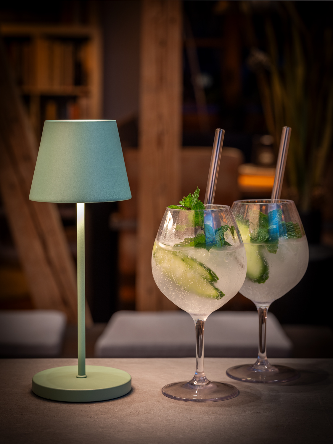 Tischleuchte MERLE, Metall, 1 x LED 2,0 W/ 270 lm, D: 11 cm, H: 30,5 cm, Farbe: mint