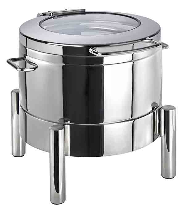 Chafing Dish rund PREMIUM 44 x 48 cm, H: 39 cm, Edelstahl, 1 Gestell, 1 Wasserbecken m. Sandwichboden