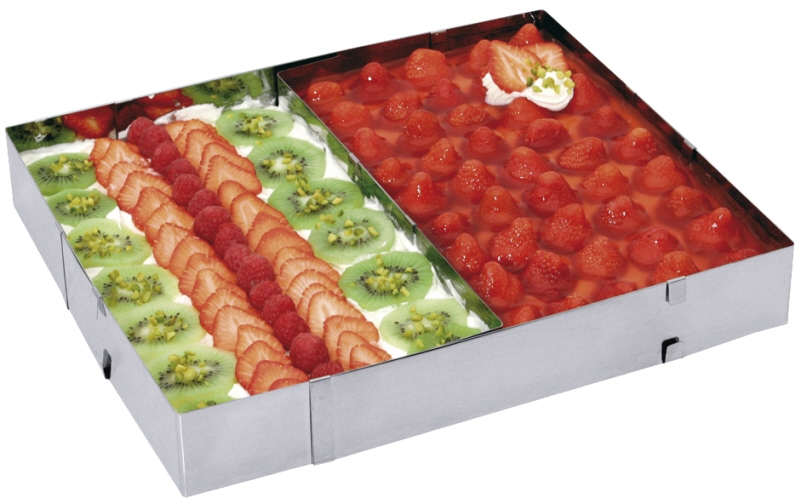 Tortenrahmen, rechteckig, verstellbar, L: 27,5 - 52,5 cm, B: 18,5 - 34 cm, H: 5 cm