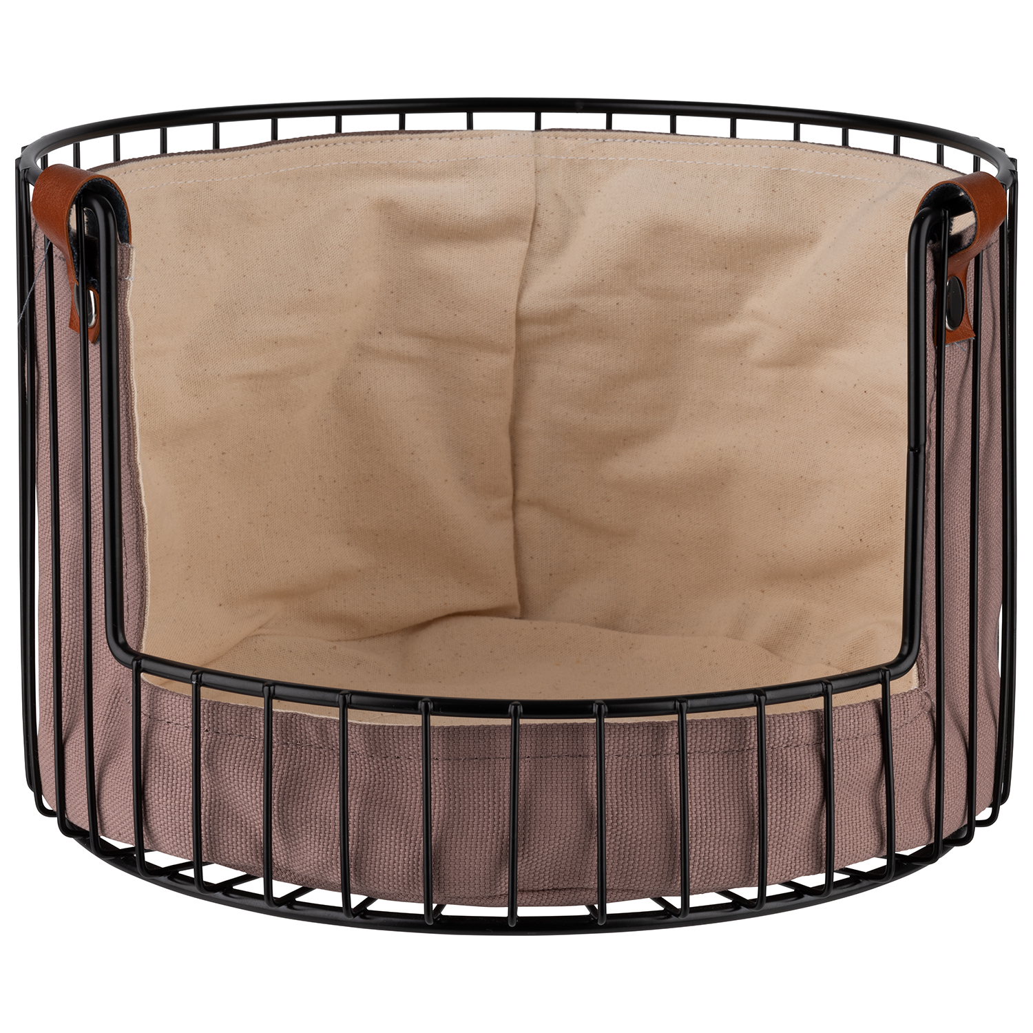 Brot- u. Obstkorb inkl. Tasche, Metall schwarz, D: 27,5 cm, H: 18,5 cm