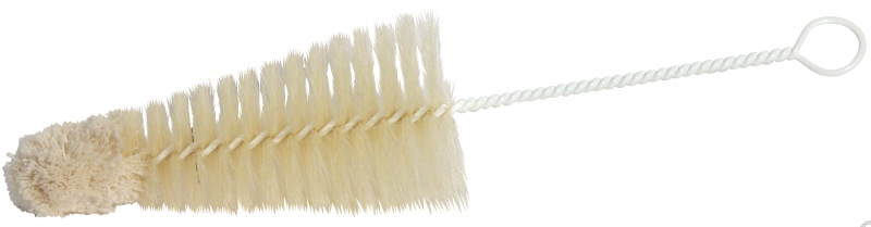 Sektglasbürste, weißer Stahldraht mit Öse, Naturborsten, L: 28 cm, D: 7 - 3,5 cm