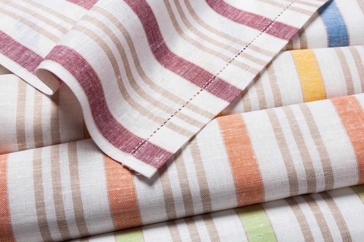 Küchentuch Streifen mit Hohlsaum - Halbleinen 50 x 70 cm