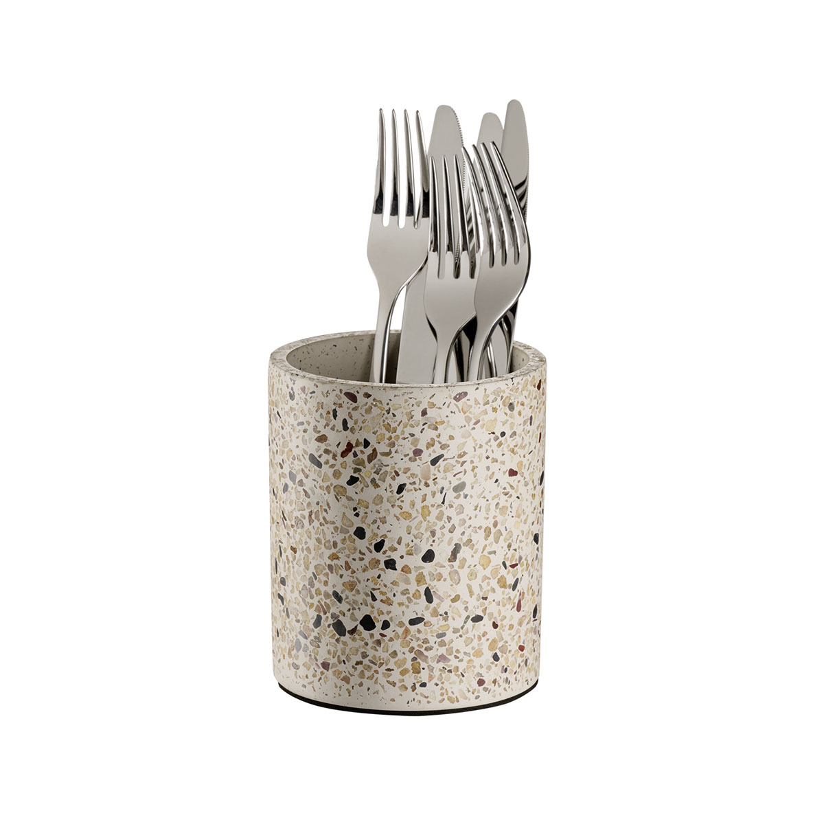 Besteckbehaelter TERRAZZO, Beton, Terrazzooptik, innen D: 9,5 cm, aussen D: 11 cm, H: 13,5 cm