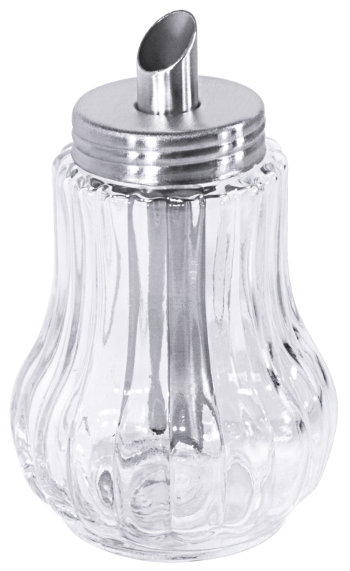 Zuckerstreuer, geriffeltes Pressglas, Edelstahlkappe, I: 0,15 ltr., H: 9,5 cm