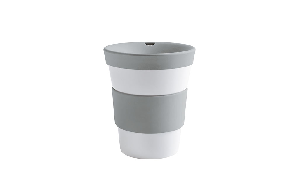Kahla, Cupit - Becher mit Trinkdeckel 0,35 ltr., Banderole glatt: cool grey