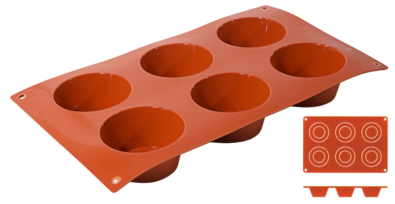 Silikon-Backmatte Muffin, 6 Formen, D: 6,9 cm, H: 3,5 cm