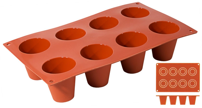 Silikon-Backmatte Dariol, 8 Formen, D: 5,5 cm, H: 6 cm