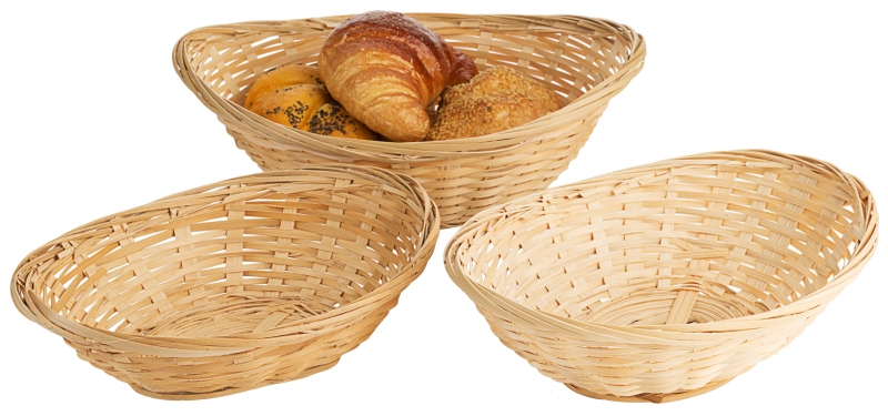 Bambuskorb, oval, aus naturhellem Bambus, 16 x 12 x 6 cm