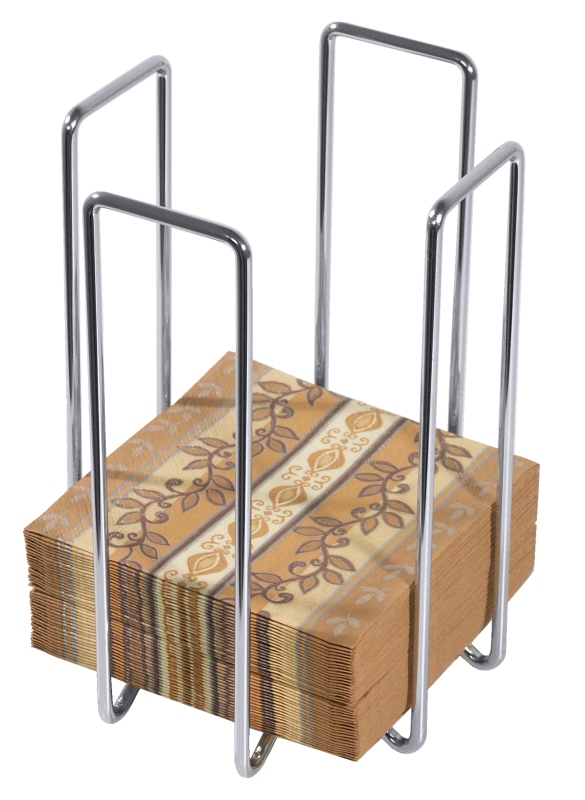 Serviettenhalter, quadratisch, verchromter Draht, 14 x 14 x 20 cm