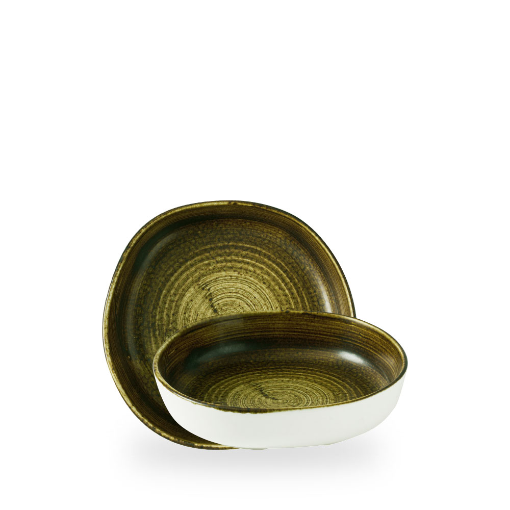 Churchill, Stonecast Plume : Olive - Teller tief organisch m. erhöhten Rand, 20 x 4,5 cm