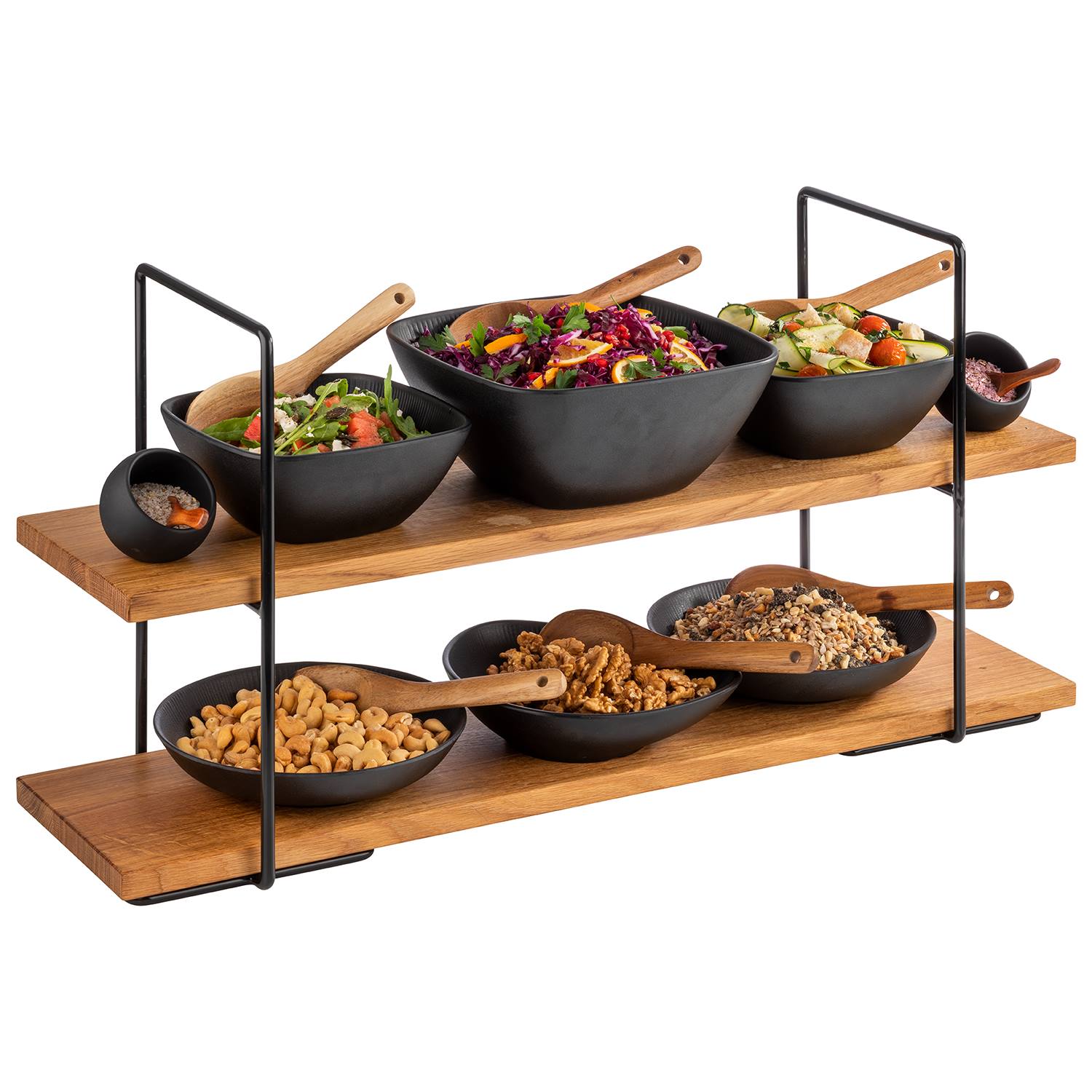 2-stufige Etagere, Edelstahl/ Melamin, 3-teilig, 80 x 23 x 40,5 cm