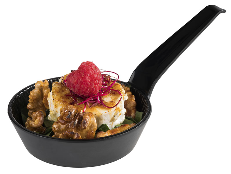 Schale MINI D: 8,5 cm, H: 2,5 cm, Melamin, mit Griff, schwarz, 0,07 ltr.