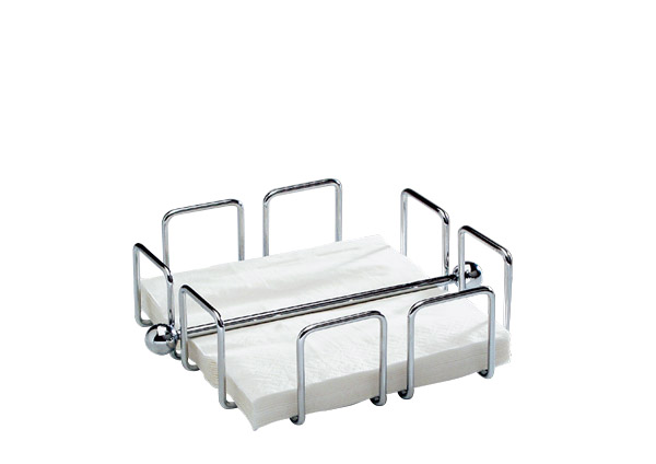 Serviettenhalter WIRE, 19 x 19 cm, H: 6,5 cm, Metall verchromt, inkl. Beschwerer