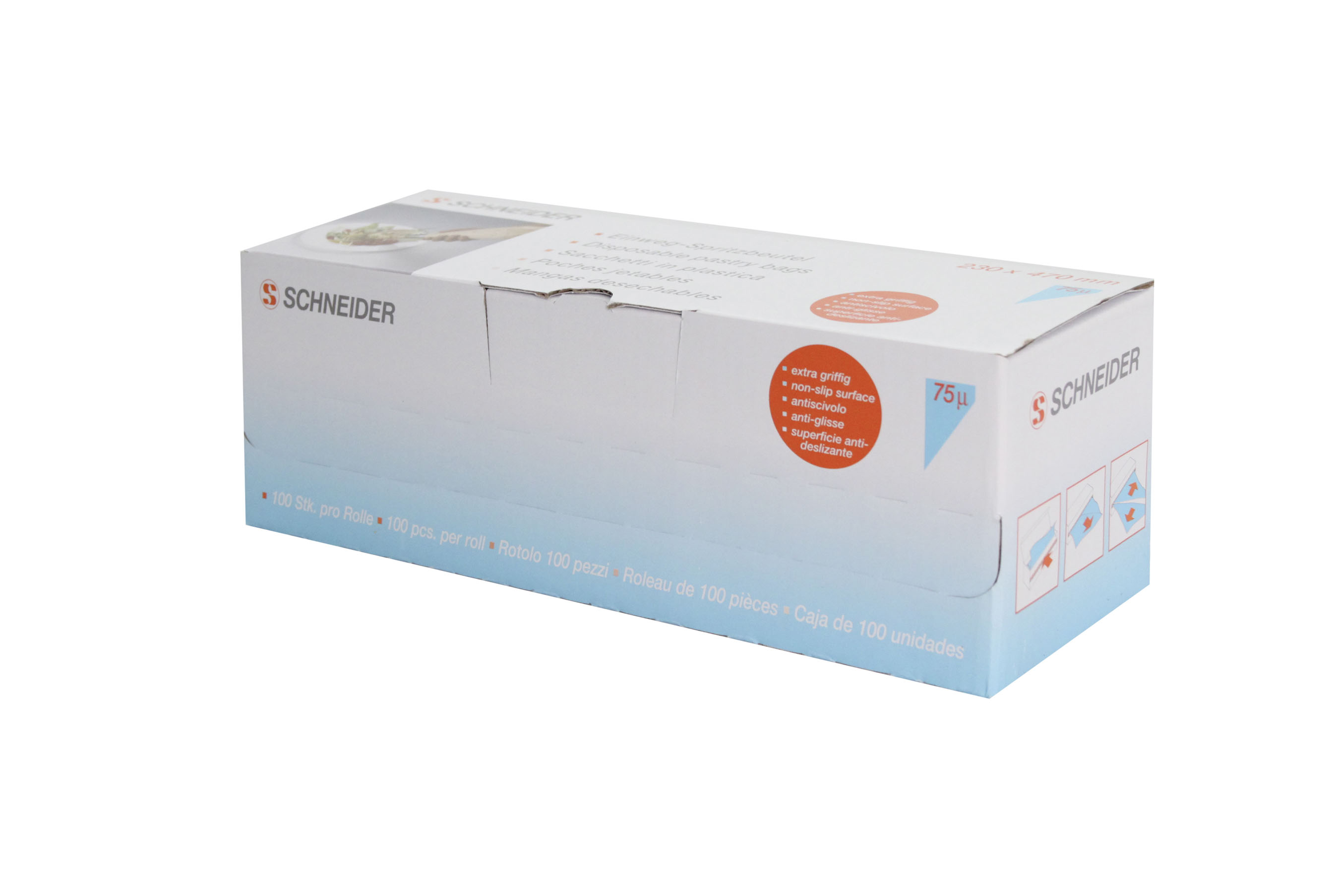 Einweg- Spritzbeutel, gerollt, 470 x 230 mm, 75 my, 100 Stück/ Box, Farbe: blau