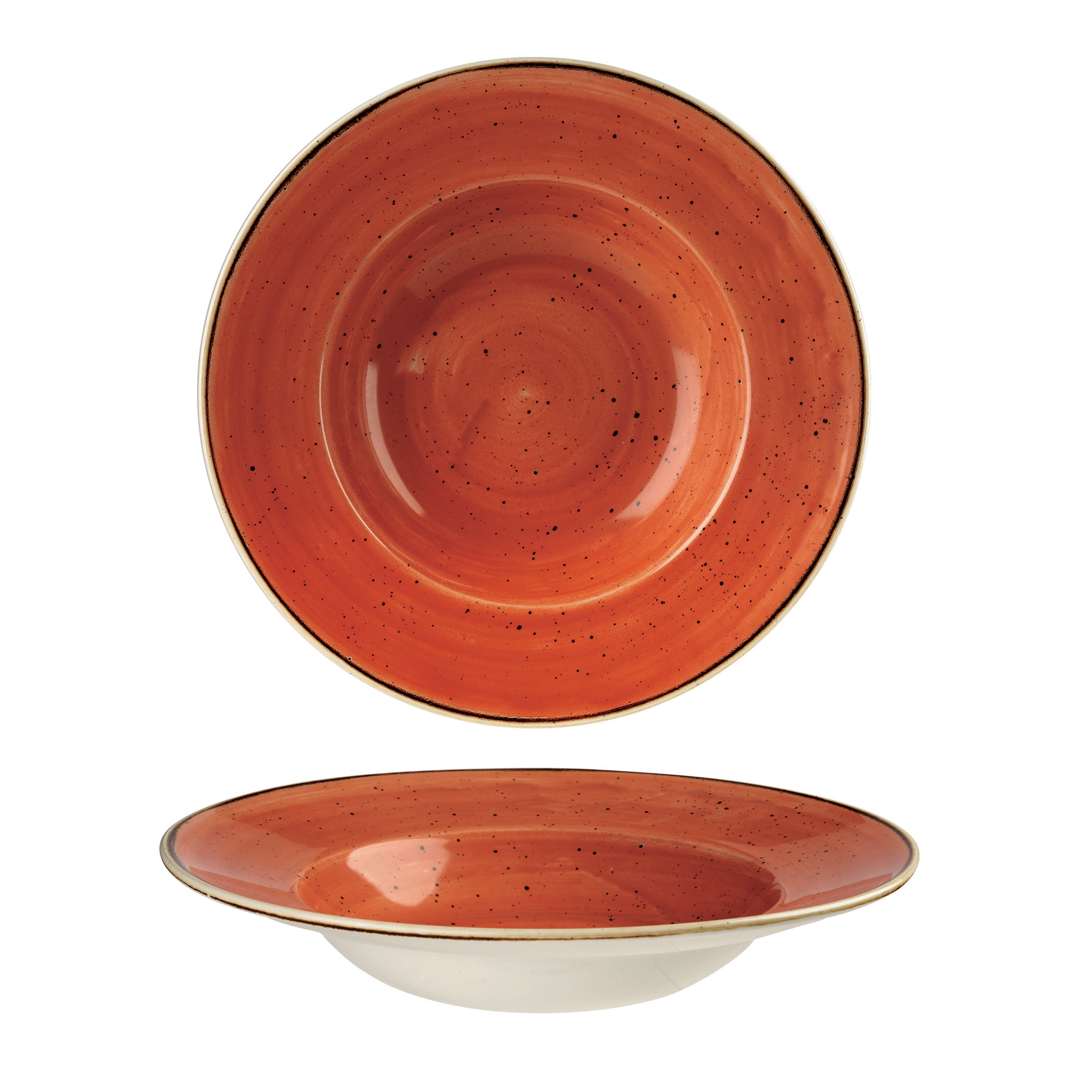 Churchill, Stonecast : Spiced Orange - Teller tief breite Fahne, 28 cm/ 0,47 ltr.