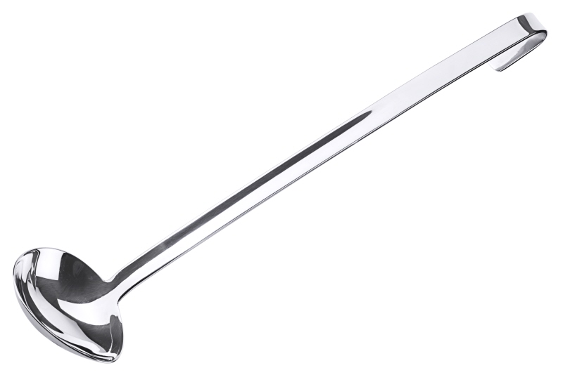 Gießlöffel, quer, für Rechtshänder, Edelstahl, I: 0,075 ltr., 7 x 10 cm, Stiellänge: 37 cm