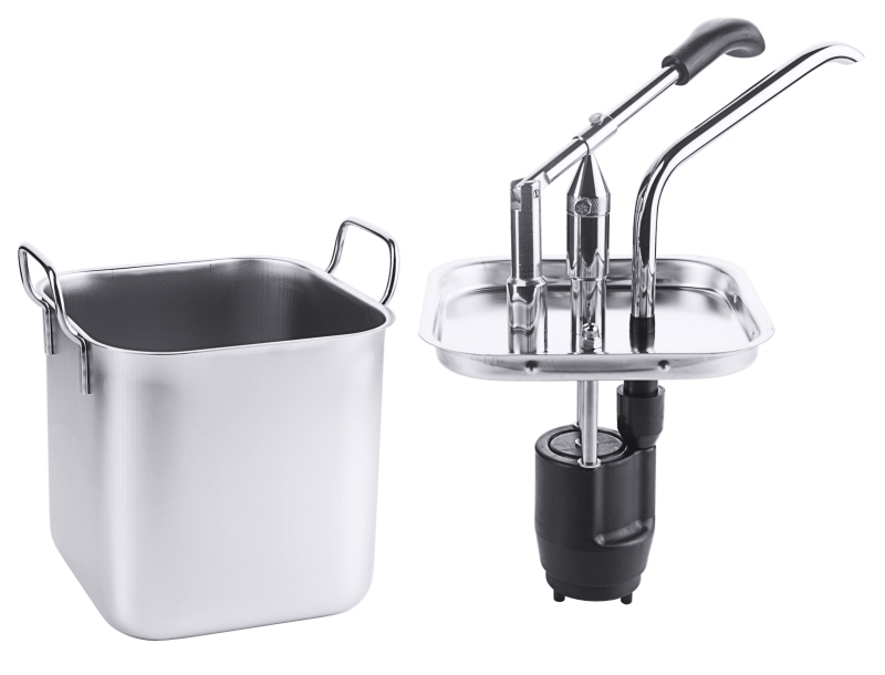 Dispenser rechteckig, I: 3,5 ltr., 15 x 15 x 29 cm, Edelstahl